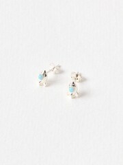 Oliver Bonas Blue Katy Opalite Rocket Silver Stud Earrings - Image 2 of 3