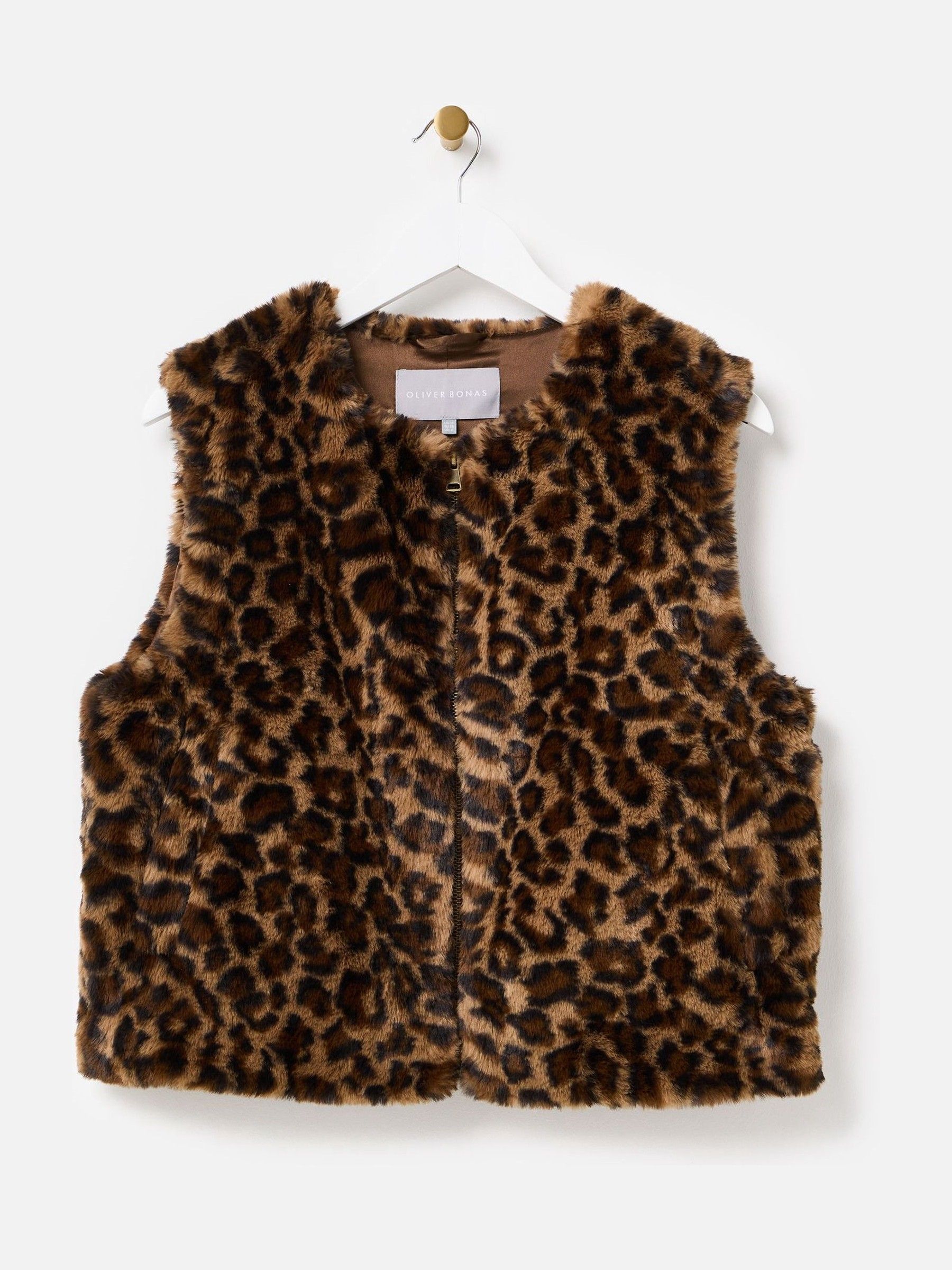 Buy Oliver Bonas Brown Leopard Print Faux Fur Gilet from the Next