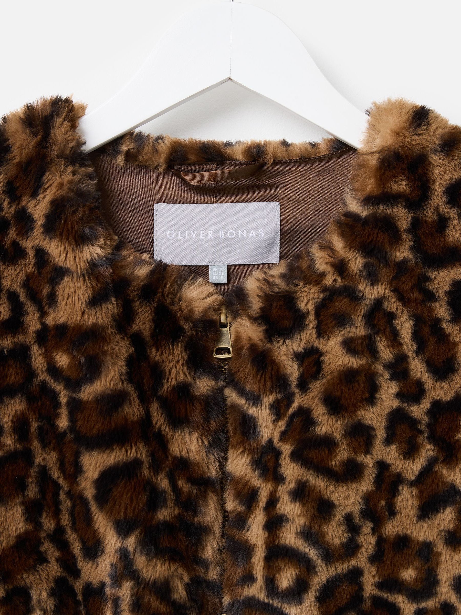 Buy Oliver Bonas Brown Leopard Print Faux Fur Gilet from the Next