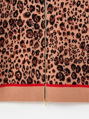 Oliver Bonas Natural Animal Print Zip Up Knitted Bomber Jacket - Image 8 of 8