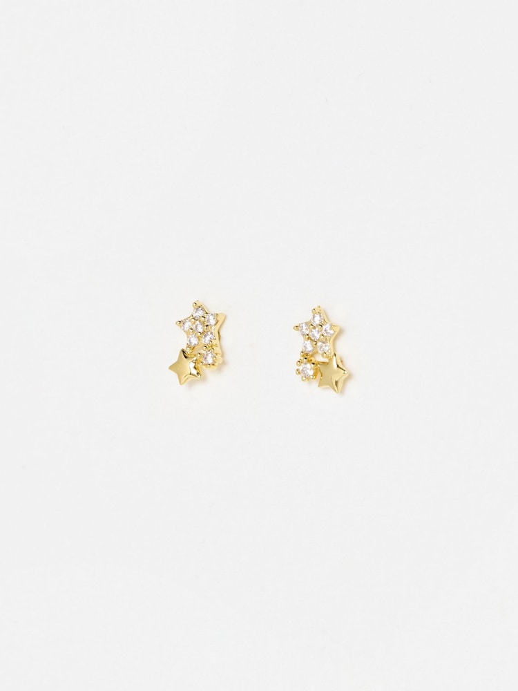 Oliver Bonas Gold Estelle Cubic Zirconia Star Cluster Plated Stud Earrings - Image 1 of 3 Oliver Bonas Gold Estelle Cubic Zirconia Star Cluster Plated Stud Earrings - Image 1 of 3
