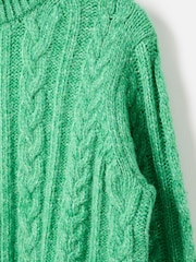 Oliver Bonas Green Cable Knit  Zip Up Knitted Bomber Jacket - Image 6 of 8