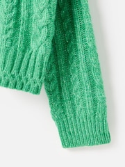 Oliver Bonas Green Cable Knit  Zip Up Knitted Bomber Jacket - Image 7 of 8