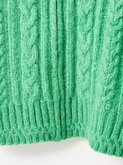 Oliver Bonas Green Cable Knit  Zip Up Knitted Bomber Jacket - Image 8 of 8
