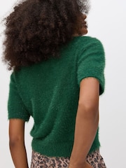 Oliver Bonas Green Sparkle Eyelash Knitted T-Shirt - Image 2 of 7