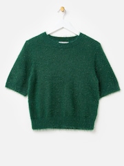 Oliver Bonas Green Sparkle Eyelash Knitted T-Shirt - Image 3 of 7