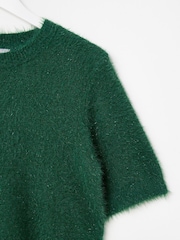 Oliver Bonas Green Sparkle Eyelash Knitted T-Shirt - Image 6 of 7