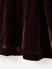 Oliver Bonas Brown Velvet Shirred T-Shirt Mini Dress - Image 8 of 8