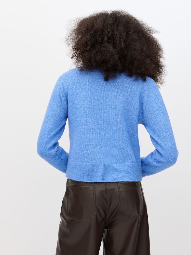 Oliver Bonas Blue Panther Embroidered Crew Neck Knitted Jumper - Image 2 of 8 Oliver Bonas Blue Panther Embroidered Crew Neck Knitted Jumper - Image 2 of 8