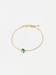 Oliver Bonas Green Celeste Moon & Star Onyx Inlay Chain Bracelet - Image 1 of 4