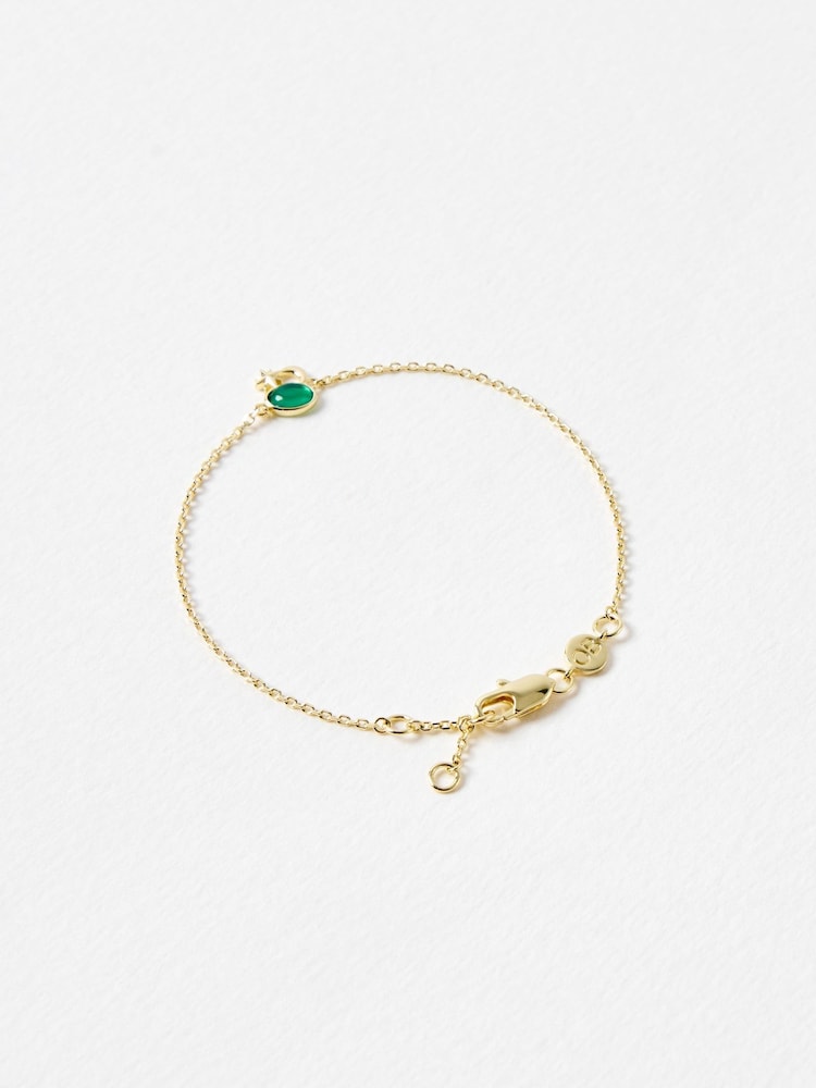 Oliver Bonas Green Celeste Moon & Star Onyx Inlay Chain Bracelet - Image 2 of 4 Oliver Bonas Green Celeste Moon & Star Onyx Inlay Chain Bracelet - Image 2 of 4