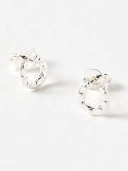 Oliver Bonas Silver Dixon Hammered Horseshoe Stud Earrings - Image 3 of 4