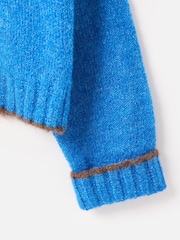 Oliver Bonas Blue Trim Crew Neck Knitted Jumper - Image 7 of 8