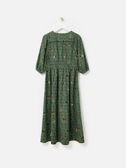 Oliver Bonas Green Horse Print V-Neck Midi Dress - Image 4 of 8