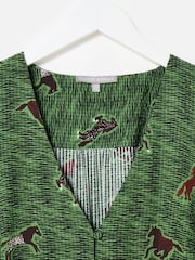Oliver Bonas Green Horse Print V-Neck Midi Dress - Image 5 of 8