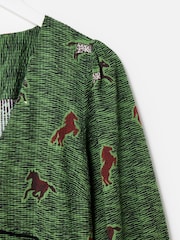 Oliver Bonas Green Horse Print V-Neck Midi Dress - Image 6 of 8