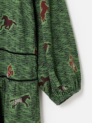 Oliver Bonas Green Horse Print V-Neck Midi Dress - Image 7 of 8