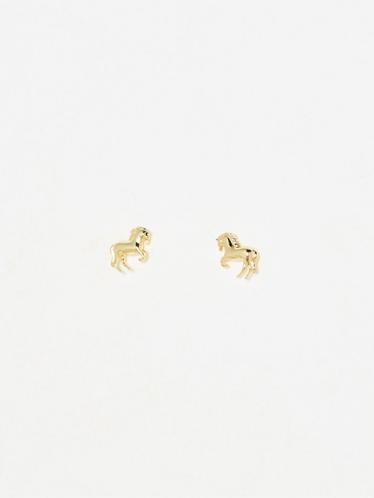 Oliver Bonas Gold Frankel Galloping Horse Plated Stud Earrings - Image 1 of 3 Oliver Bonas Gold Frankel Galloping Horse Plated Stud Earrings - Image 1 of 3
