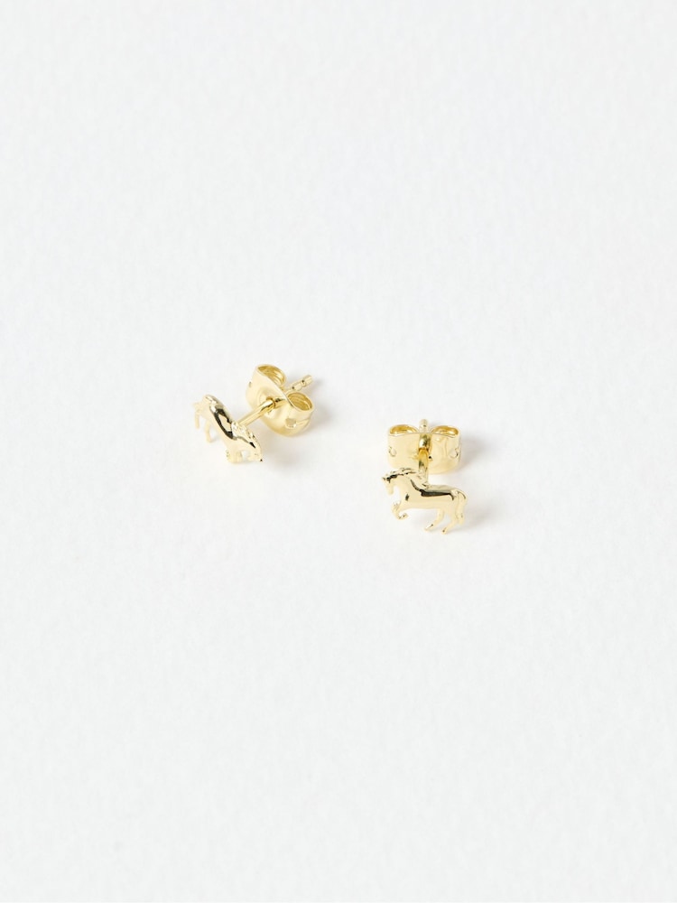 Oliver Bonas Gold Frankel Galloping Horse Plated Stud Earrings - Image 2 of 3 Oliver Bonas Gold Frankel Galloping Horse Plated Stud Earrings - Image 2 of 3