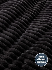 Silentnight Black Ribbed Faux Fur Duvet Cover Set - Image 4 of 8