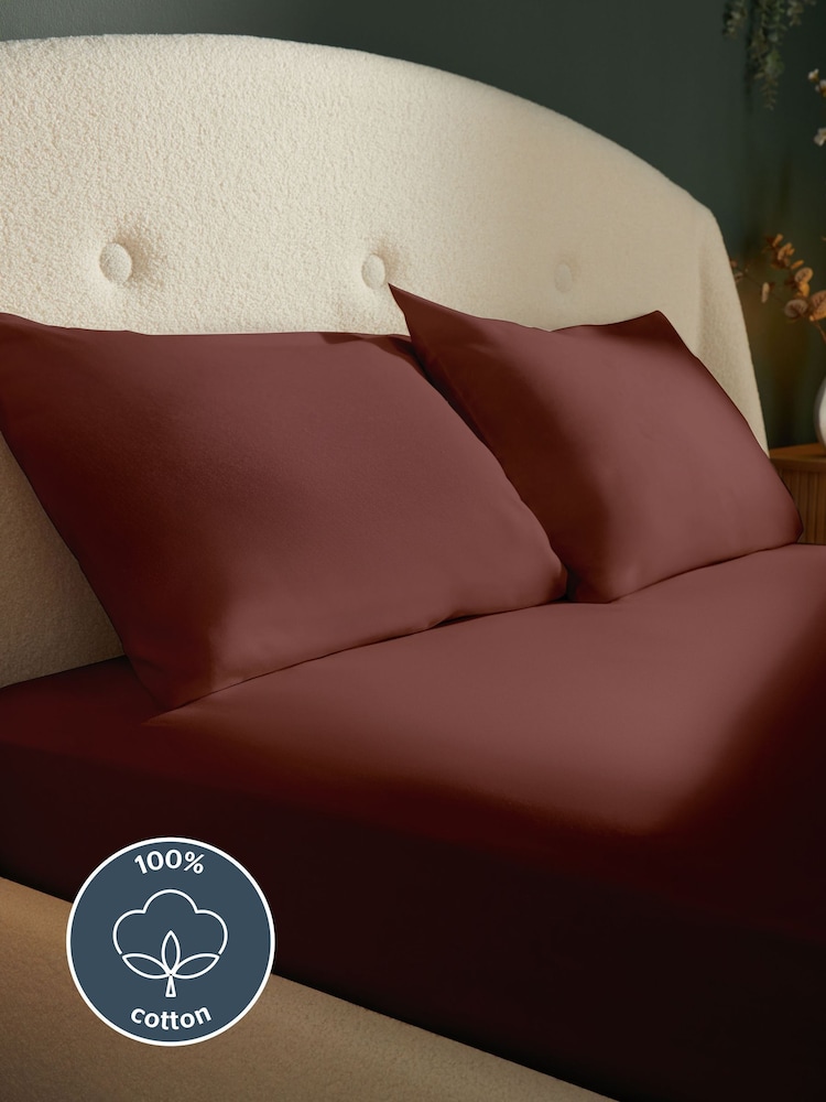 Silentnight Burgundy Brushed Cotton Fitted Sheet - Image 2 of 6
