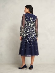 Hobbs Blue Lois Embroidered Dress - Image 2 of 4
