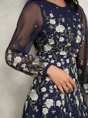 Hobbs Blue Lois Embroidered Dress - Image 3 of 4