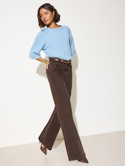Friends Like These Chocolate Brown Petite Everyday Wide Leg Jeans - Image 1 of 5