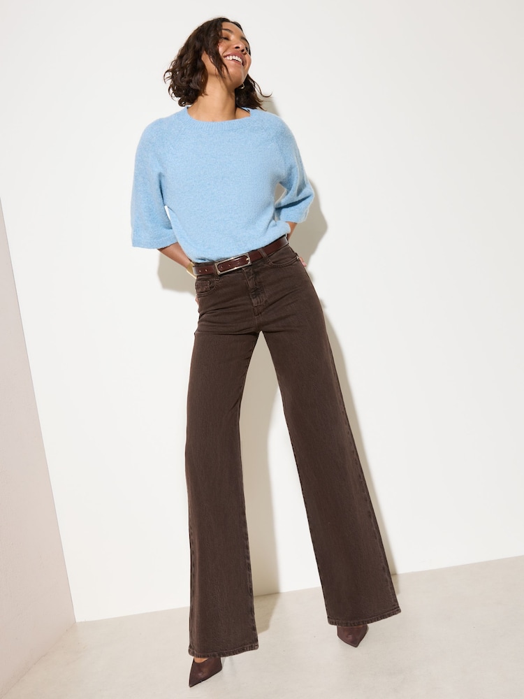 Friends Like These Chocolate Brown Petite Everyday Wide Leg Jeans - Image 2 of 5
