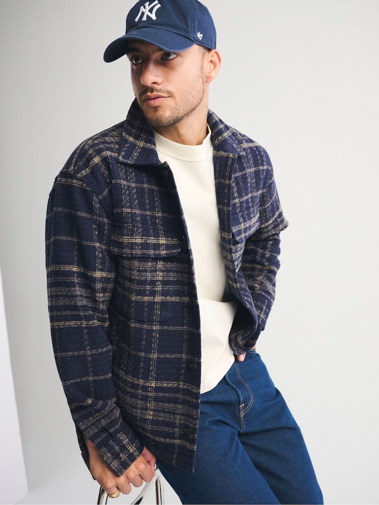 Abercrombie & Fitch Blue Boucle Long Sleeve Shirt - Image 1 of 8