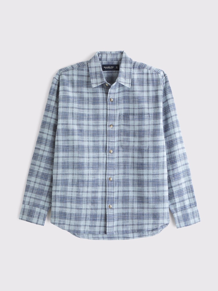 Abercrombie & Fitch Blue Flannel Plaid Shirt - Image 1 of 2 Abercrombie & Fitch Blue Flannel Plaid Shirt - Image 1 of 2