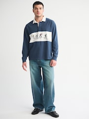 Abercrombie & Fitch Blue Long Sleeve Rugby Polo Shirt - Image 1 of 8