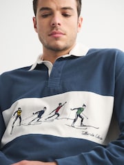 Abercrombie & Fitch Blue Long Sleeve Rugby Polo Shirt - Image 4 of 8