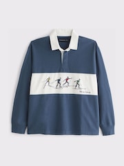 Abercrombie & Fitch Blue Long Sleeve Rugby Polo Shirt - Image 7 of 8