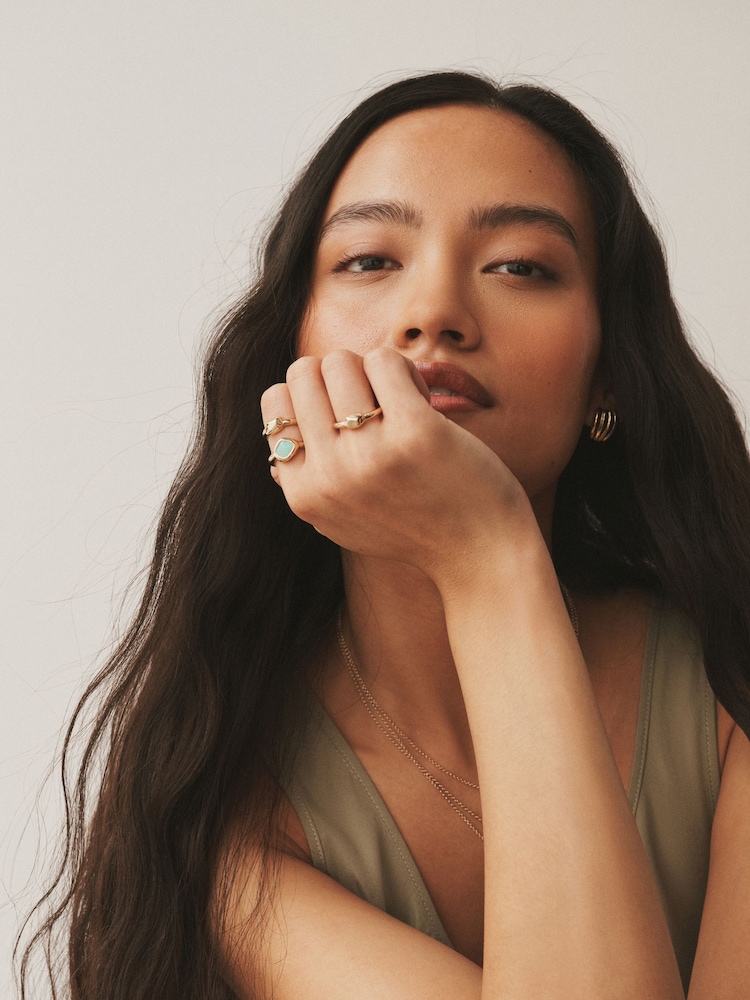 Gold Tone Stone Rings Pack - Image 2 of 6