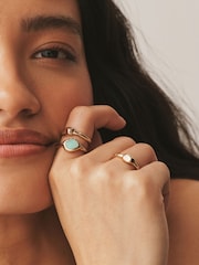 Gold Tone Stone Rings Pack - Image 3 of 6