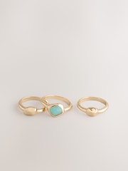 Gold Tone Stone Rings Pack - Image 4 of 6