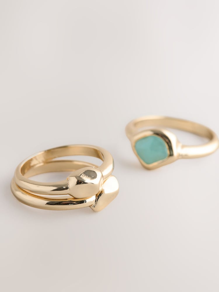 Gold Tone Stone Rings Pack - Image 6 of 6
