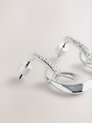 Silver Tone Sparkle Drop Pendant Earrings - Image 5 of 5