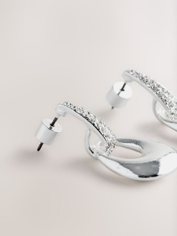 Silver Tone Sparkle Drop Pendant Earrings - Image 5 of 5