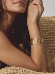 Gold Tone Floral Detail Cuff Bracelet - Image 1 of 6