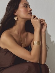 Gold Tone Floral Detail Cuff Bracelet - Image 2 of 6