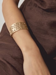 Gold Tone Floral Detail Cuff Bracelet - Image 3 of 6