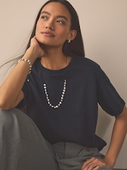 Sølv Tone - Grovt perlesnorhalskjede - Bilde 2 av 6