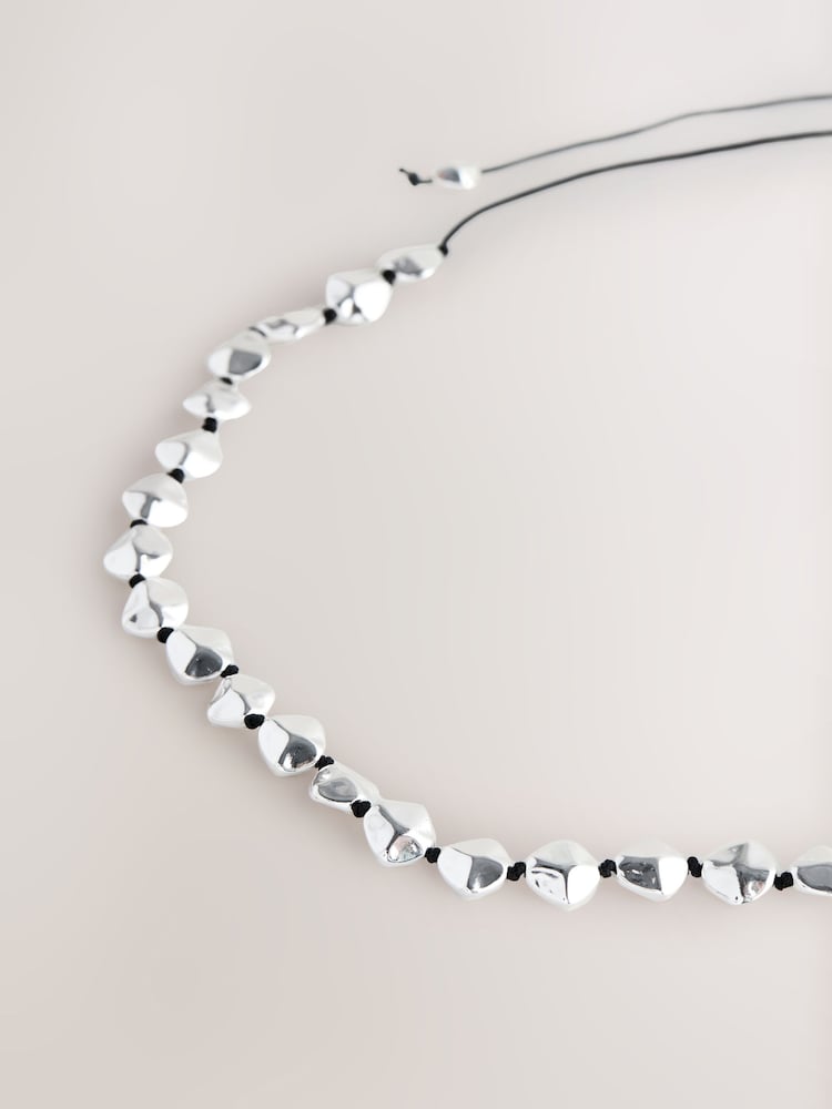 Sølv Tone - Grovt perlesnorhalskjede - Bilde 6 av 6