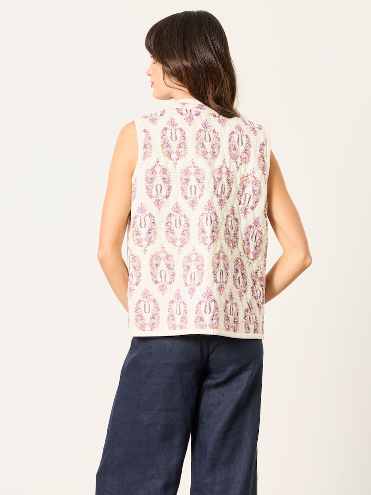 FatFace Ivory Petite Petite Floral Ivory Waistcoat - Image 2 of 9
