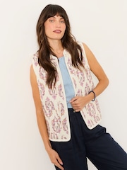 FatFace Ivory Petite Petite Floral Ivory Waistcoat - Image 3 of 9