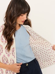 FatFace Ivory Petite Petite Floral Ivory Waistcoat - Image 4 of 9