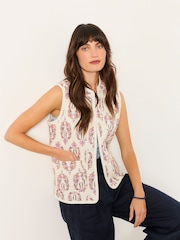 FatFace Ivory Petite Petite Floral Ivory Waistcoat - Image 5 of 9