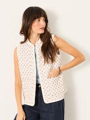 FatFace Ivory Petite Petite Floral Ivory Waistcoat - Image 7 of 9